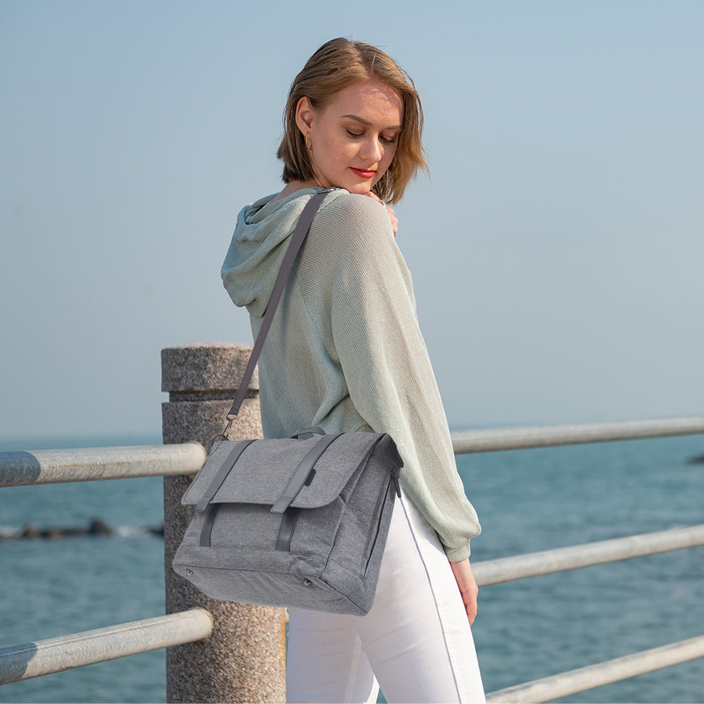 LITTLE STORY Dad's Diaper Bag w/Changing Mat & Stroller Straps - Grey