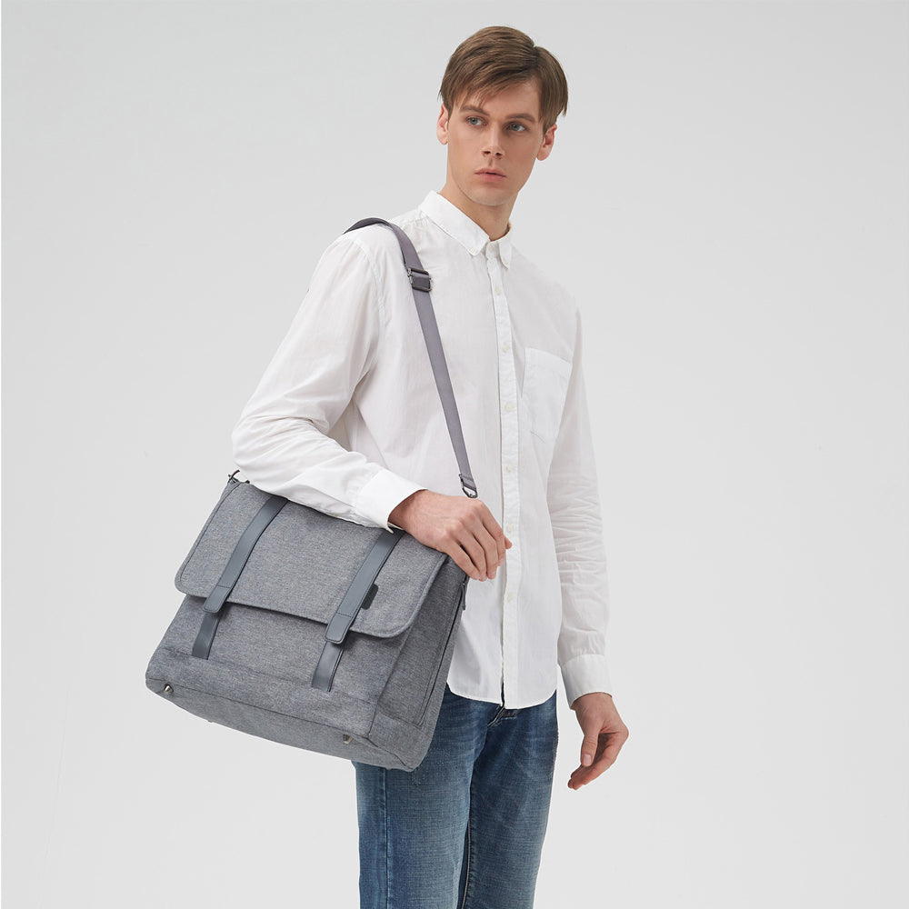 LITTLE STORY Dad's Diaper Bag w/Changing Mat & Stroller Straps - Grey