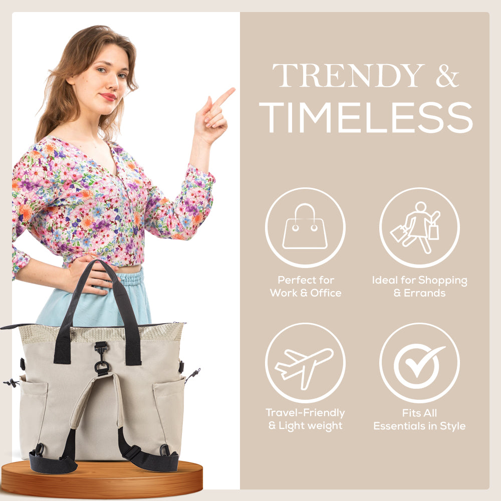 LITTLE STORY Mommy Diaper Bag w/Changing Mat – Beige