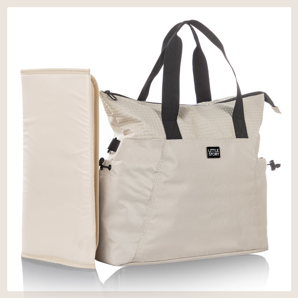 LITTLE STORY Mommy Diaper Bag w/Changing Mat – Beige