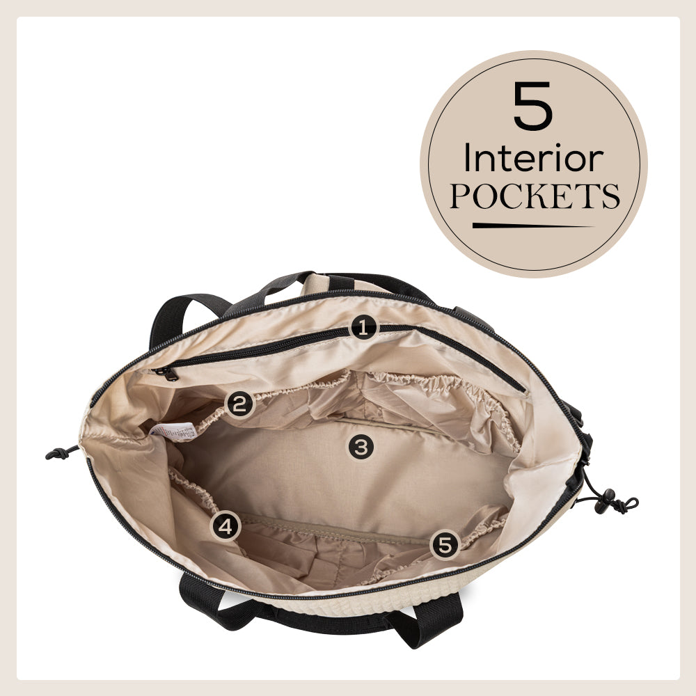 LITTLE STORY Mommy Diaper Bag w/Changing Mat – Beige