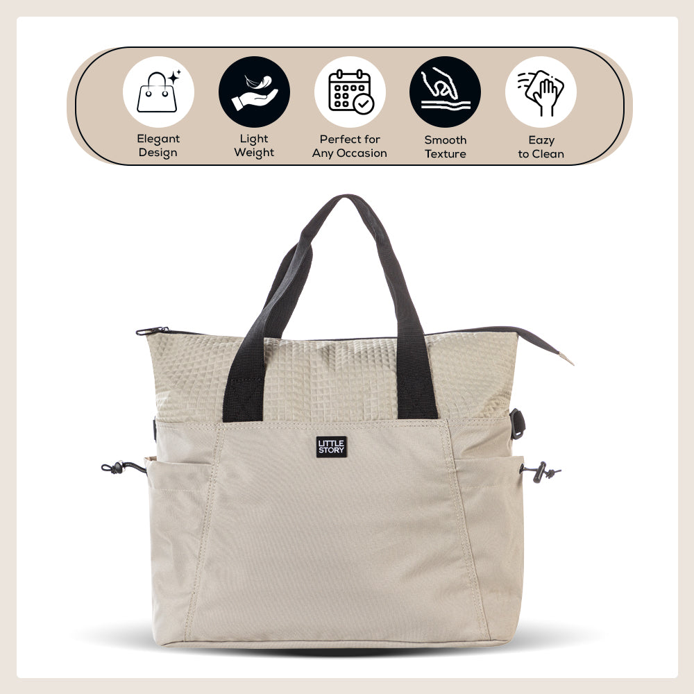 LITTLE STORY Mommy Diaper Bag w/Changing Mat – Beige