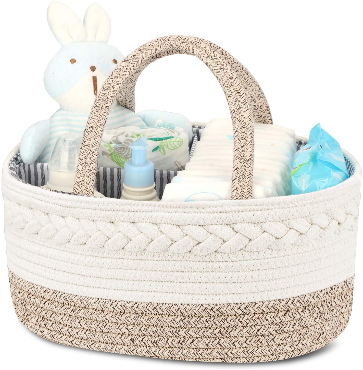 LITTLE STORY Cotton Rope Diaper Caddy - Ivory