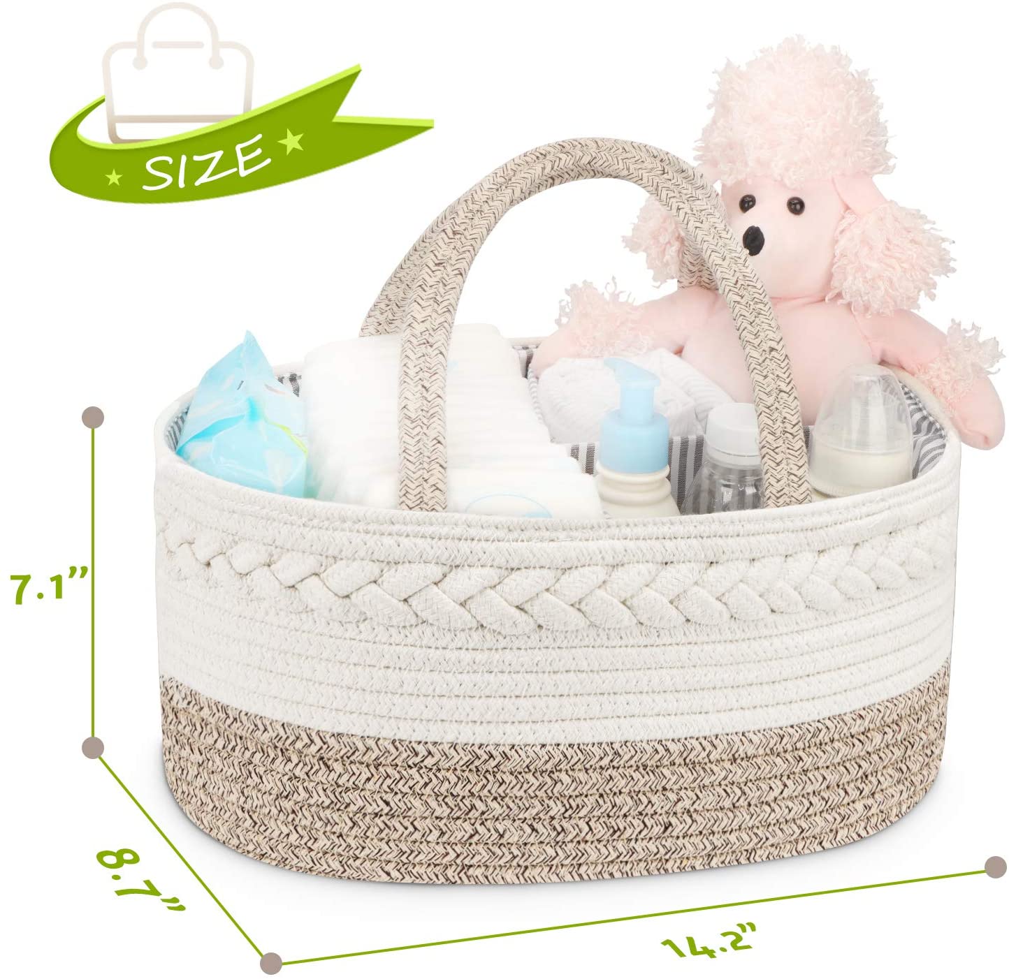 LITTLE STORY Cotton Rope Diaper Caddy - Ivory
