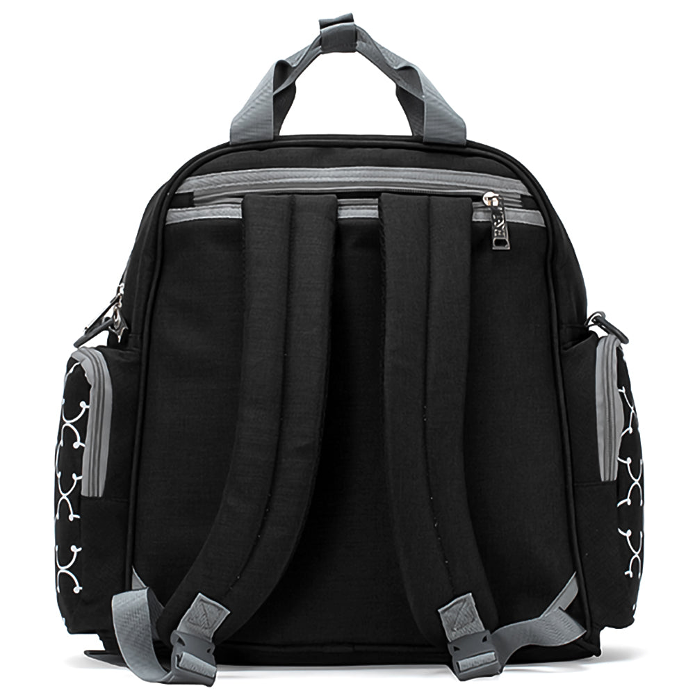 LITTLE STORY convertible Diaper Bag w/Zipper Pouch, Stroller Hooks & Changing mat - Black