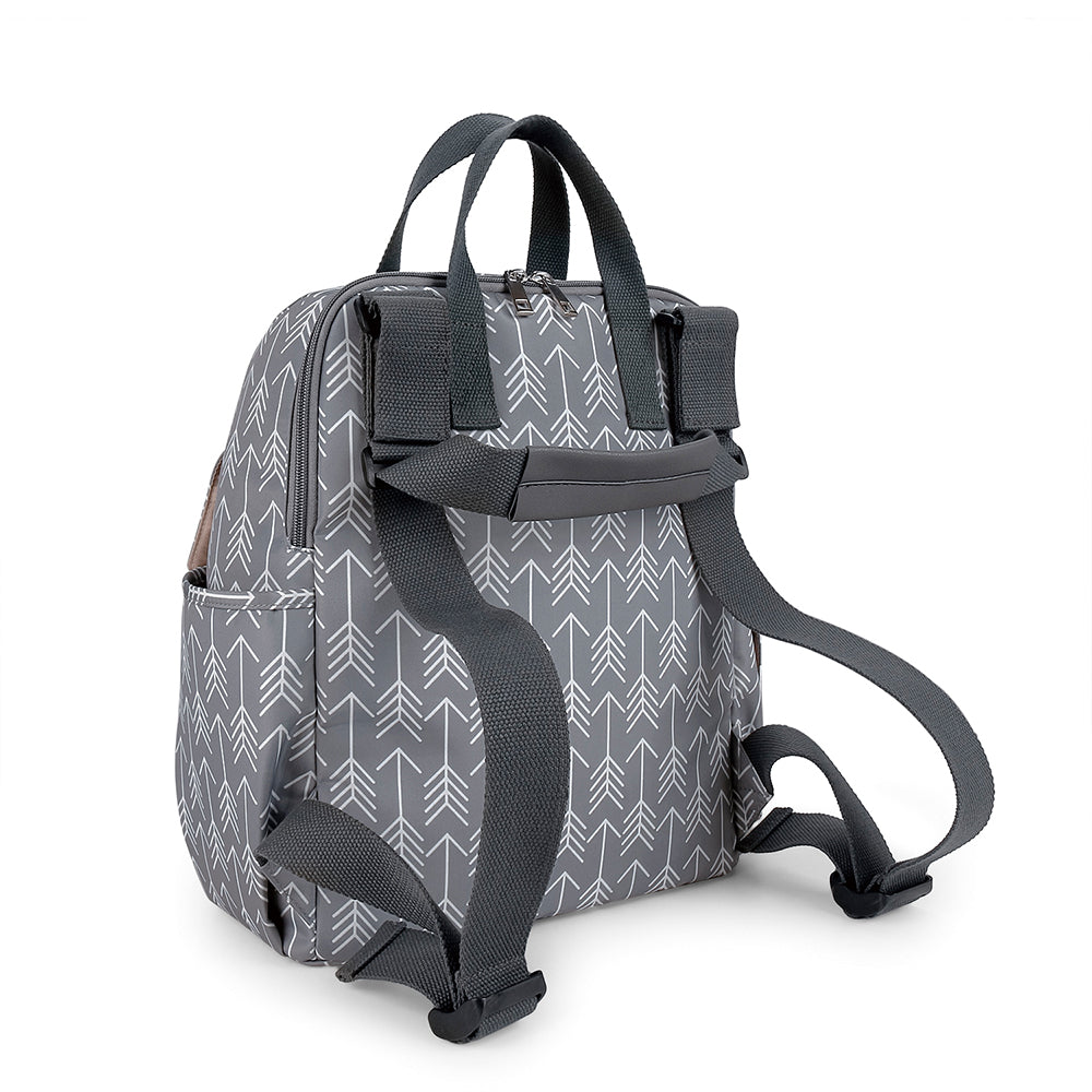 LITTLE STORY set of 3 Diaper Backpack with Changing Mat and Bottle Bag - Arrow Grey