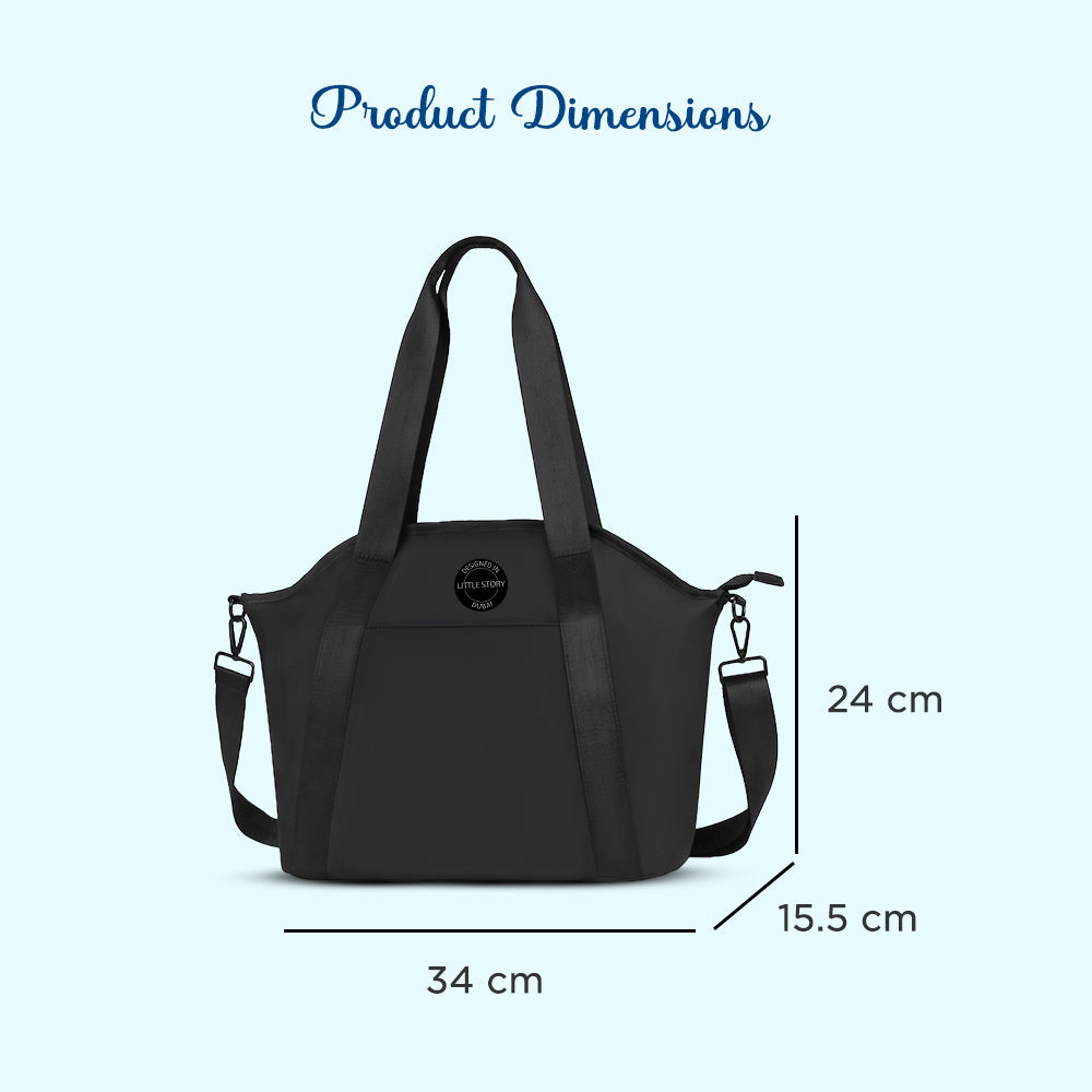 LITTLE STORY Onyx Diaper Bag with Stroller Straps - Black