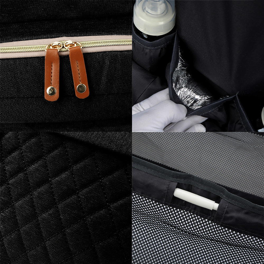 LITTLE STORY - Diaper Bag wt portable bassinet bed & pacifier pouch - Black