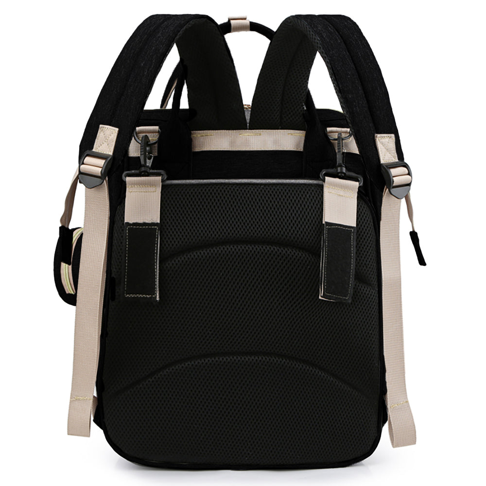 LITTLE STORY - Diaper Bag wt portable bassinet bed & pacifier pouch - Black