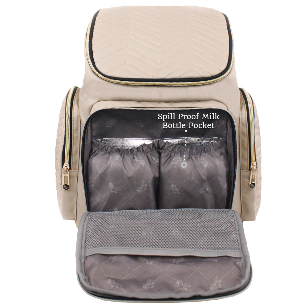 LITTLE STORY Georgia Diaper Bag wt Changing Pad & Stroller Hooks - Ivory