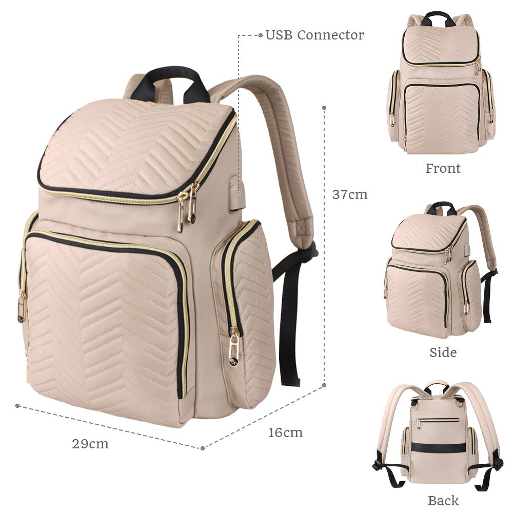 LITTLE STORY Georgia Diaper Bag wt Changing Pad & Stroller Hooks - Ivory