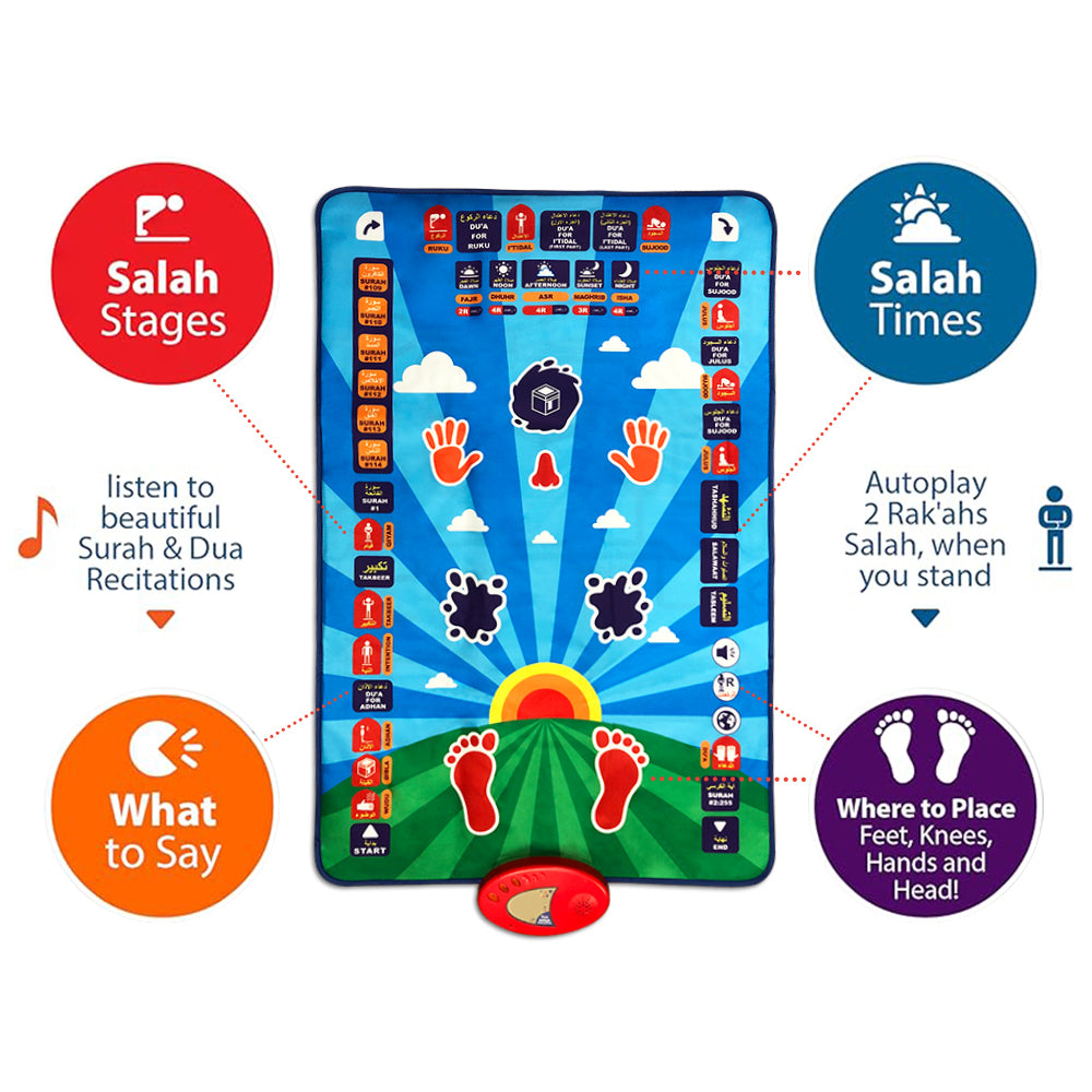 Little Story Kids Islamic Salah/Prayer Learning Mat - Blue