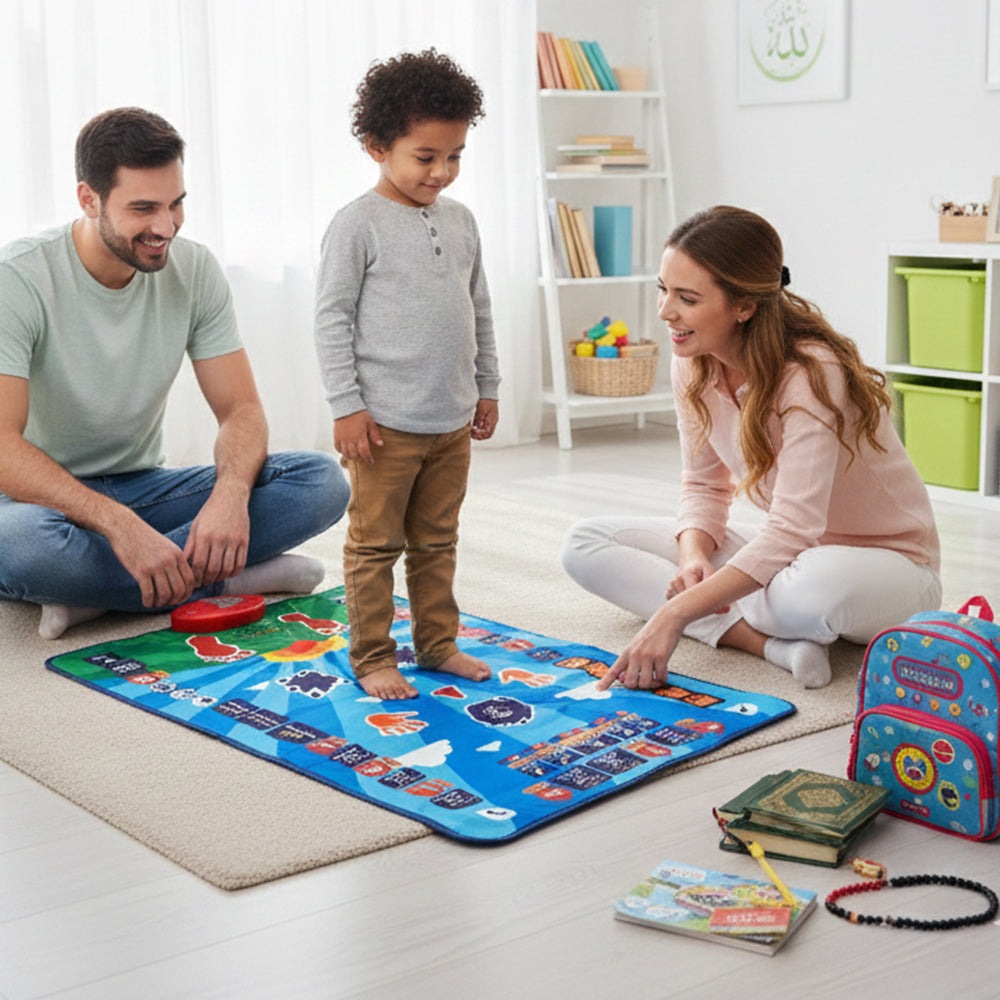 Little Story Kids Islamic Salah/Prayer Learning Mat - Blue