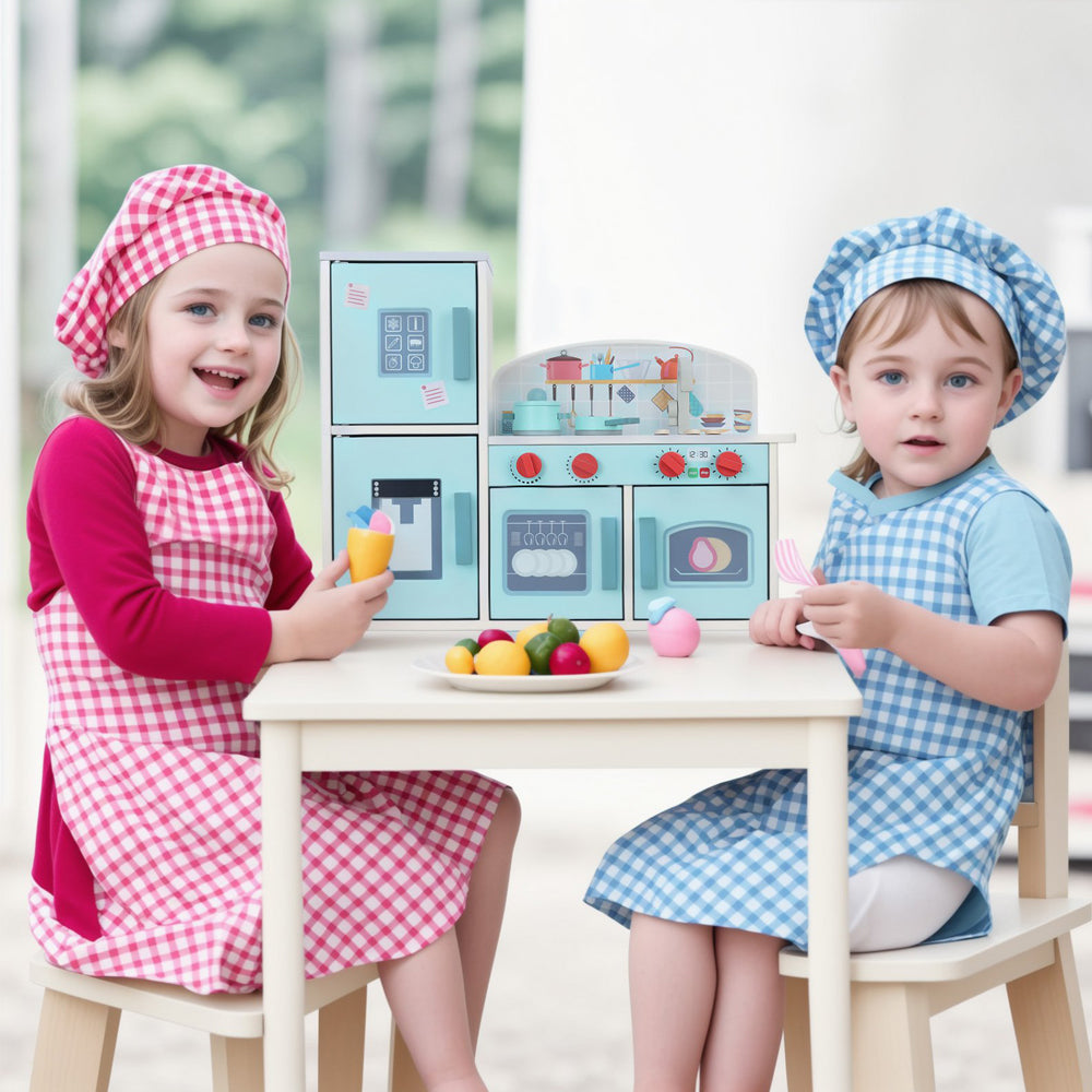 LITTLE STORY Wooden Kitchen w/ Refrigerator and Accessories - Teal