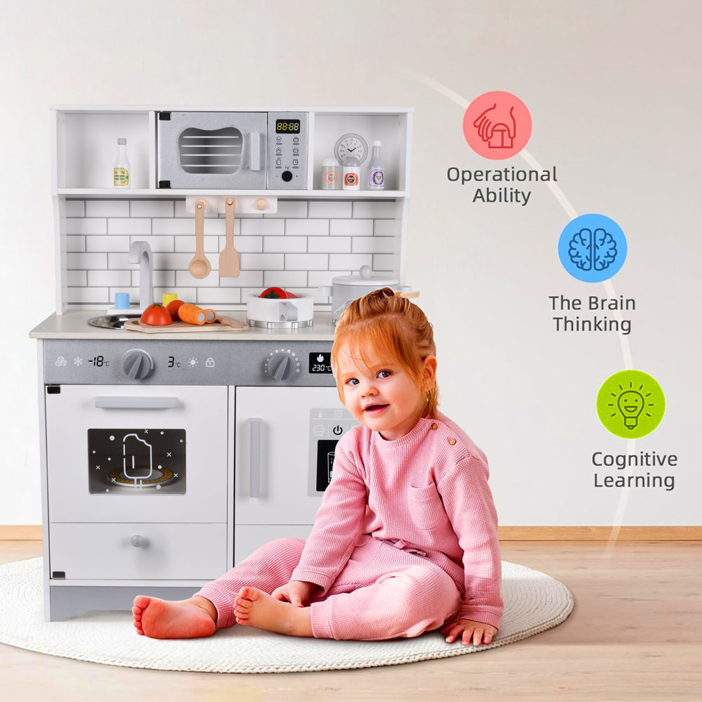 LITTLE STORY Wooden Kitchen w/ Accessories - Grey