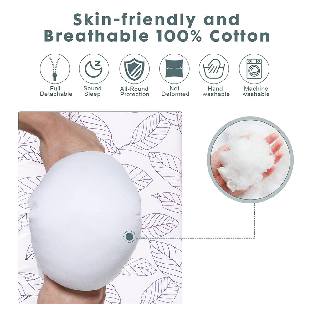 سرير استرخاء للأطفال حديثي الولادة من Little Story مصنوع من ألياف ناعمة قابلة للتنفس - أبيض فلورا رمادي