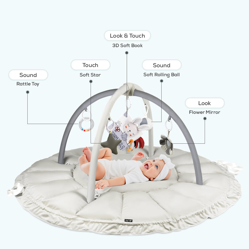 سجادة لعب/صالة ألعاب رياضية ٥ في ١ من ليتل ستوري بيبي - أبيض