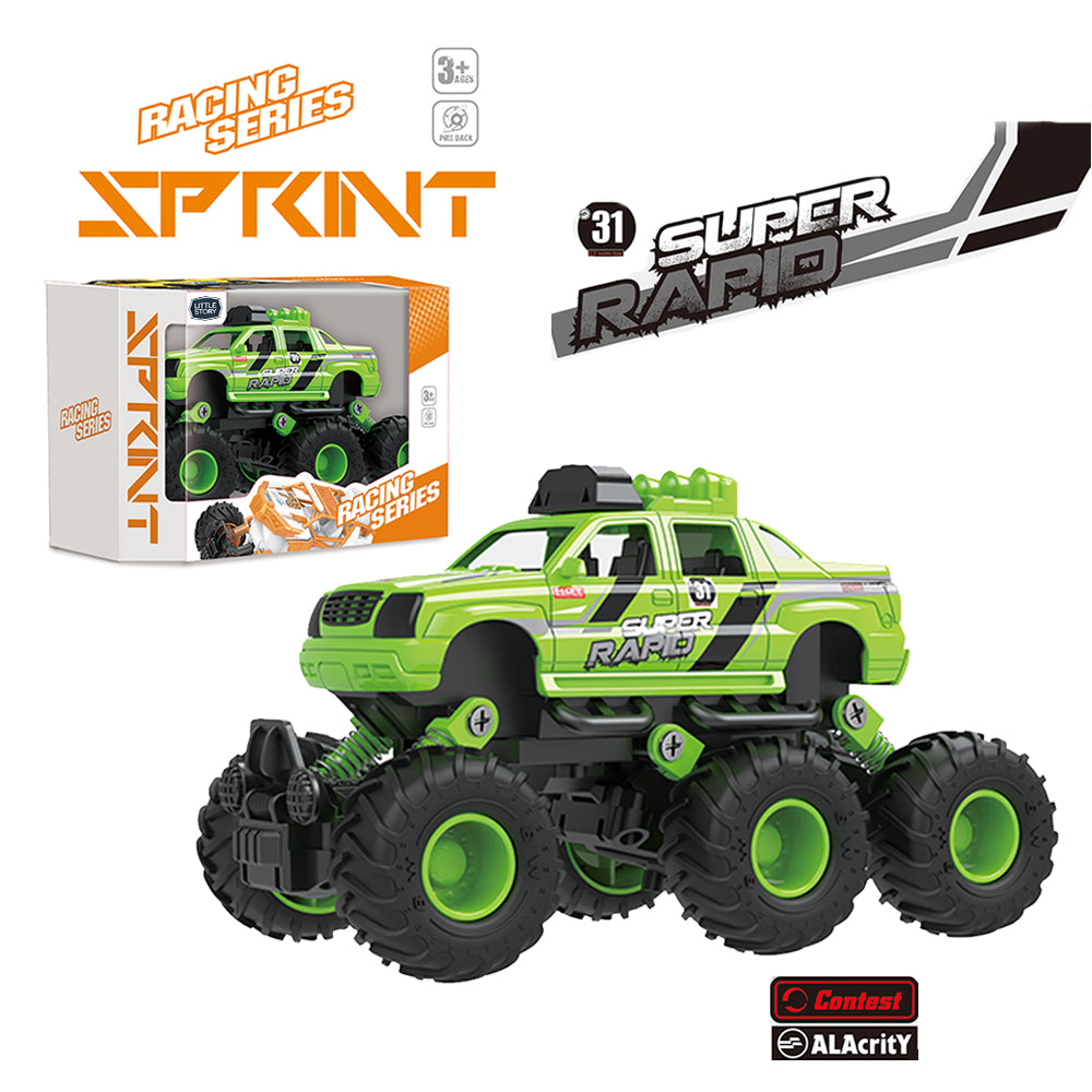 LITTLE STORY 6 Tire Pull Back Die Cast Toy Car