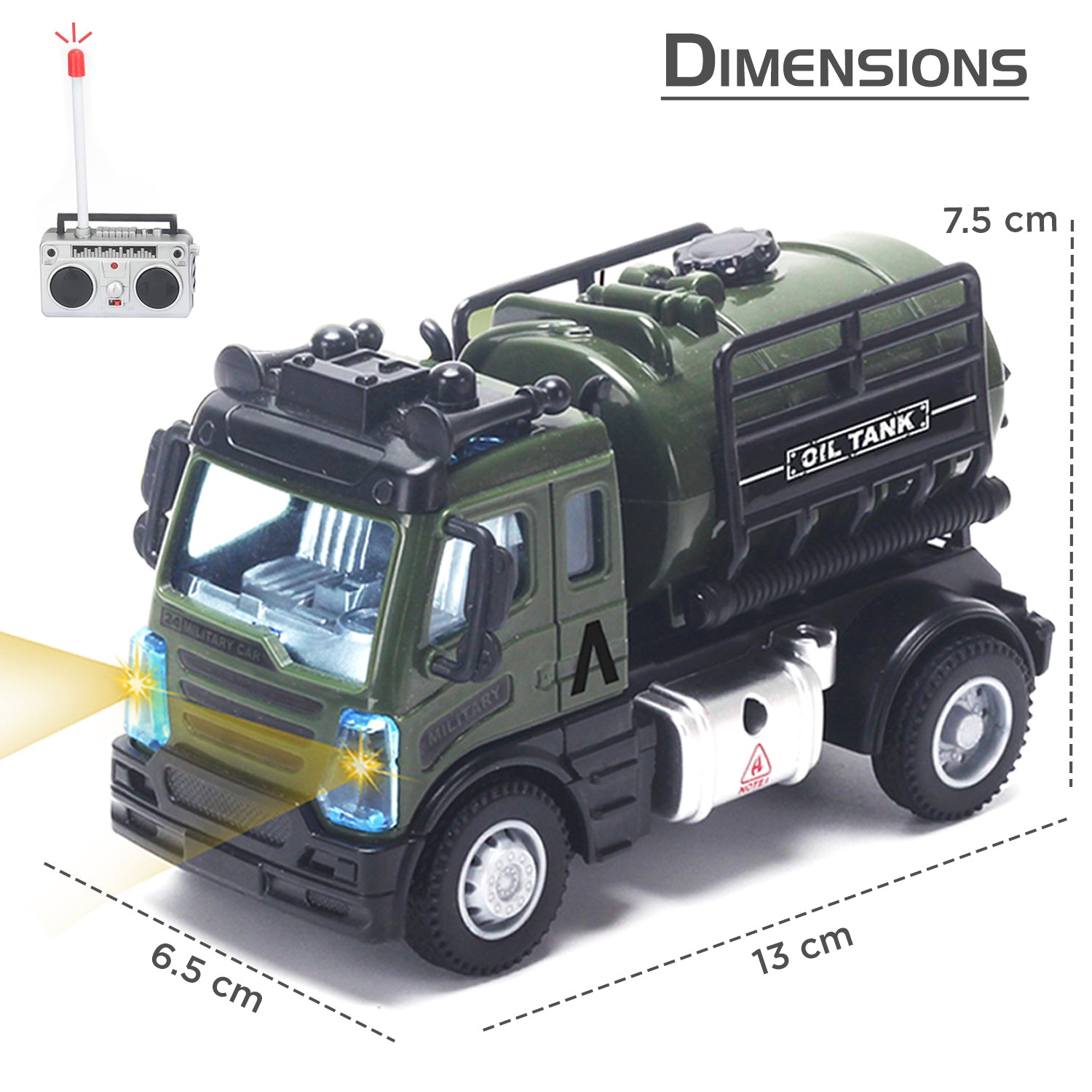LITTLE STORY - Kids Toy Military Truck wt Remote Control - Green