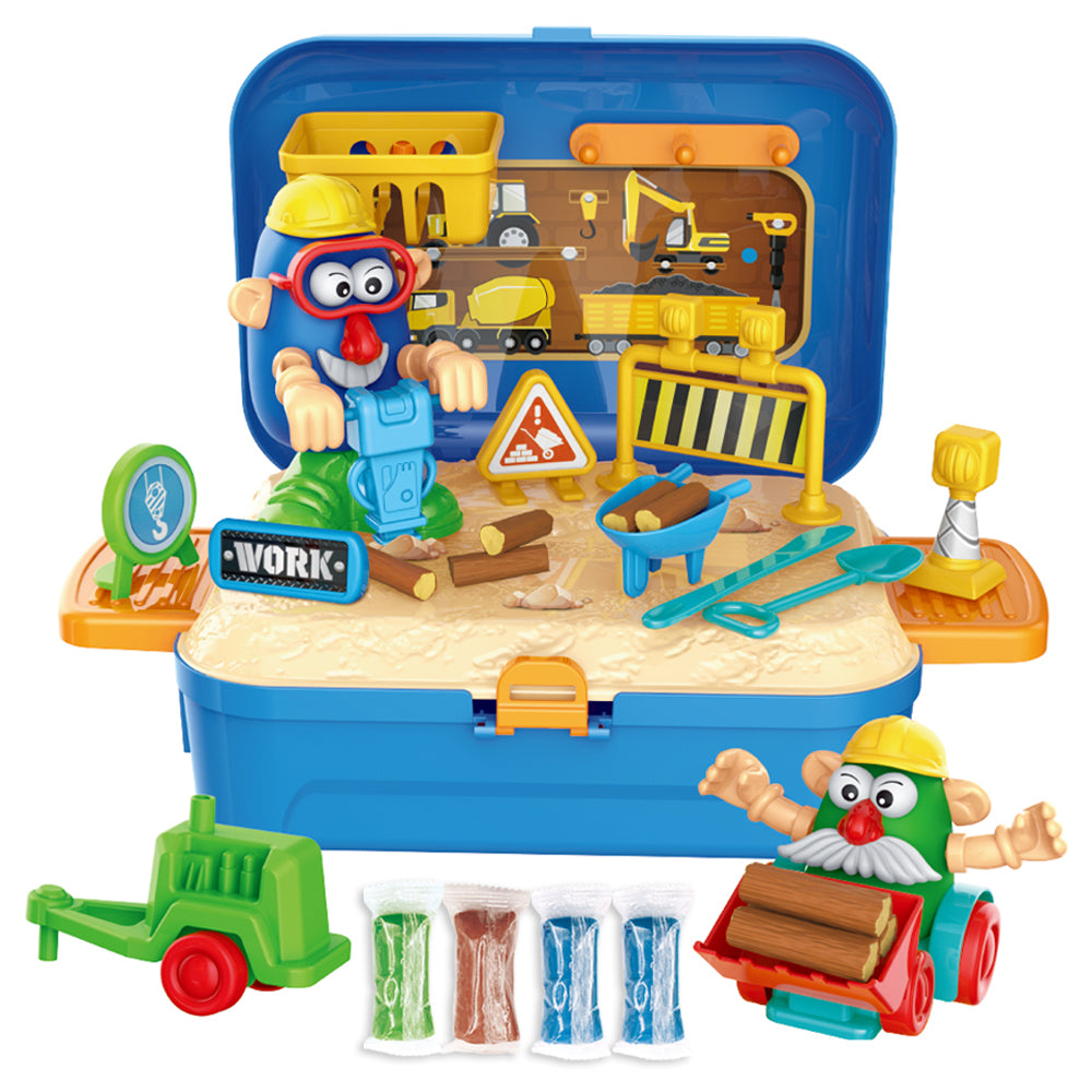 LITTLE STORY Role Play Engineering/Construction Site Box With Dough Backpack (42 Pcs) - Blue