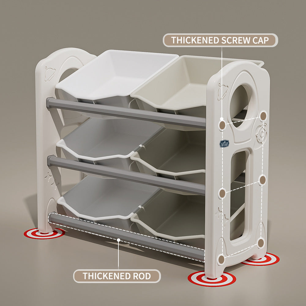 قصة صغيرة - تخزين ألعاب الأطفال مع 6 صناديق تخزين - رمادي أبيض