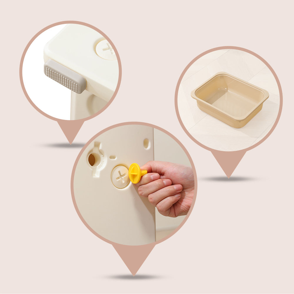 قصة صغيرة - تخزين ألعاب الأطفال مع 6 صناديق تخزين - بيج أبيض