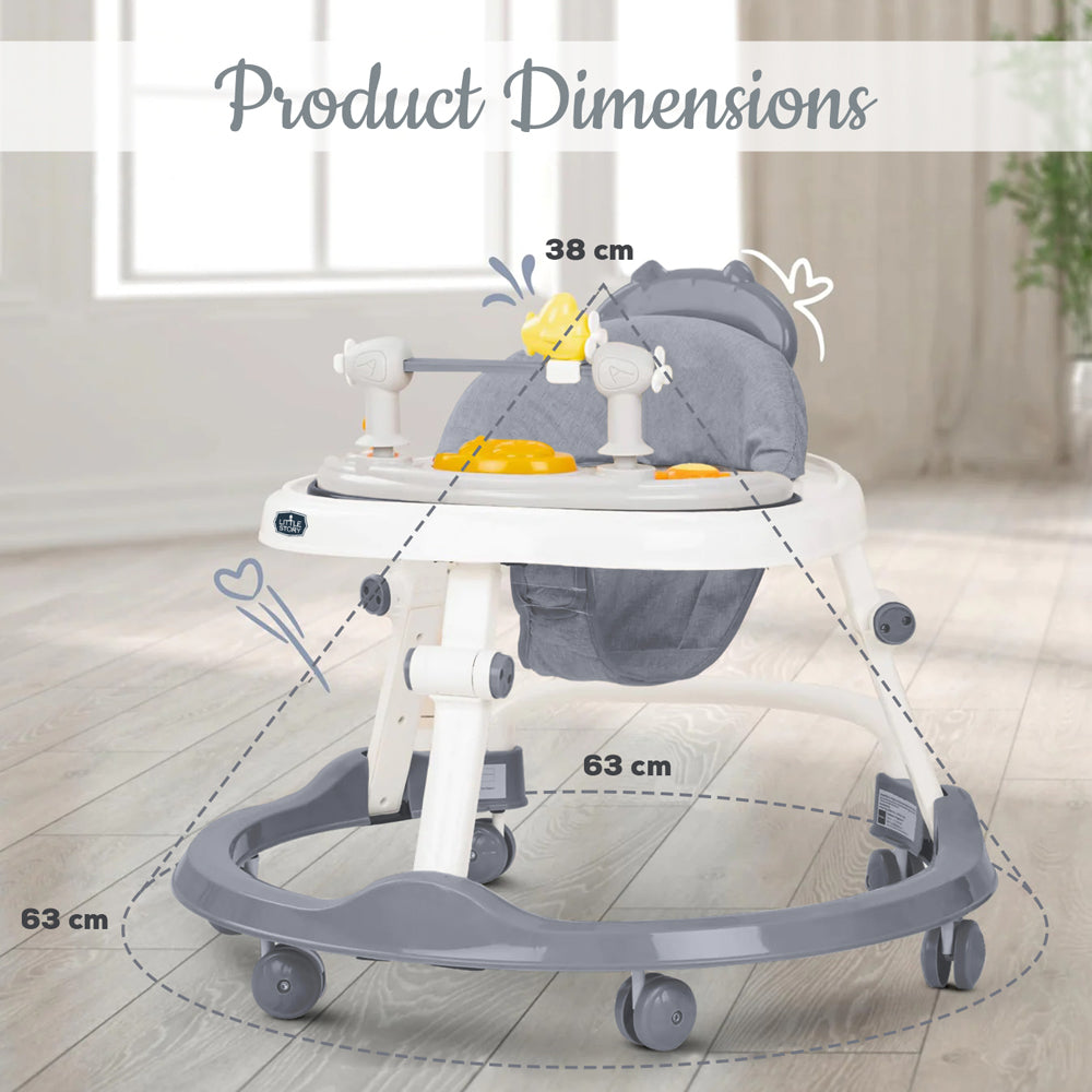 LITTLE STORY Foldable Baby Walker with Interactive Toys – Lightweight & Compact Design for 6-18 Months