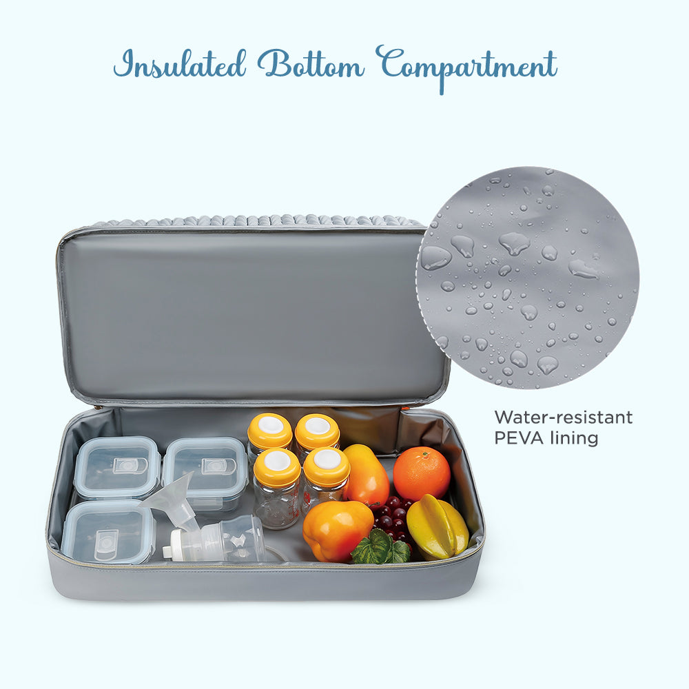 LITTLE STORY Luxe Knit Diaper Bag with Clutch - Grey