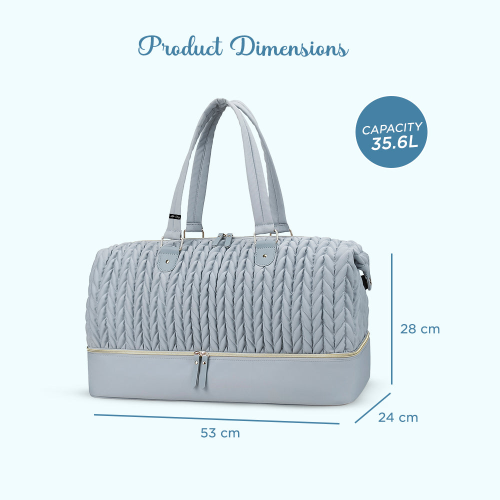 LITTLE STORY Luxe Knit Diaper Bag with Clutch - Grey