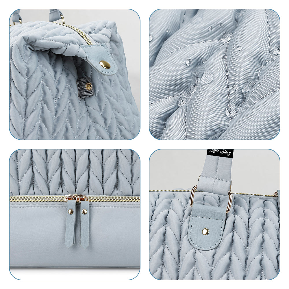 LITTLE STORY Luxe Knit Diaper Bag with Clutch - Grey