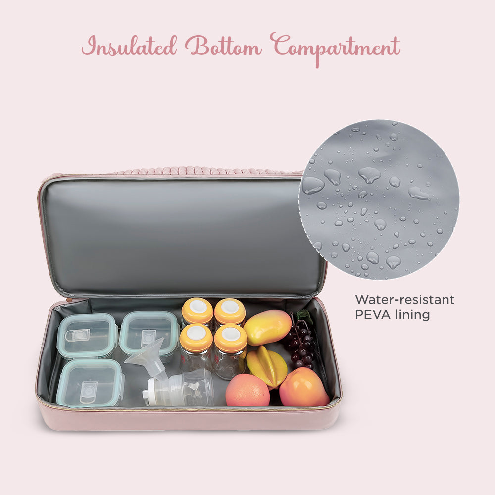 LITTLE STORY Luxe Knit Diaper Bag with Clutch - Pink