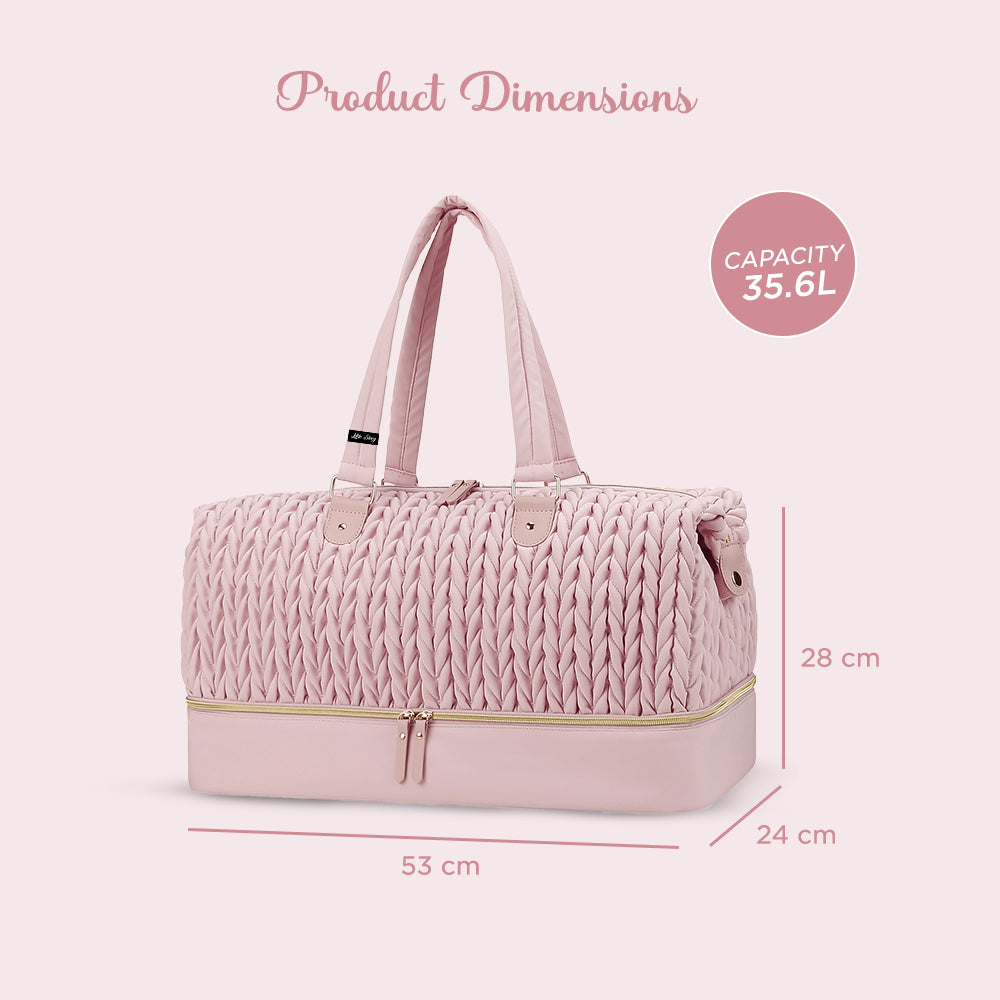 LITTLE STORY Luxe Knit Diaper Bag with Clutch - Pink
