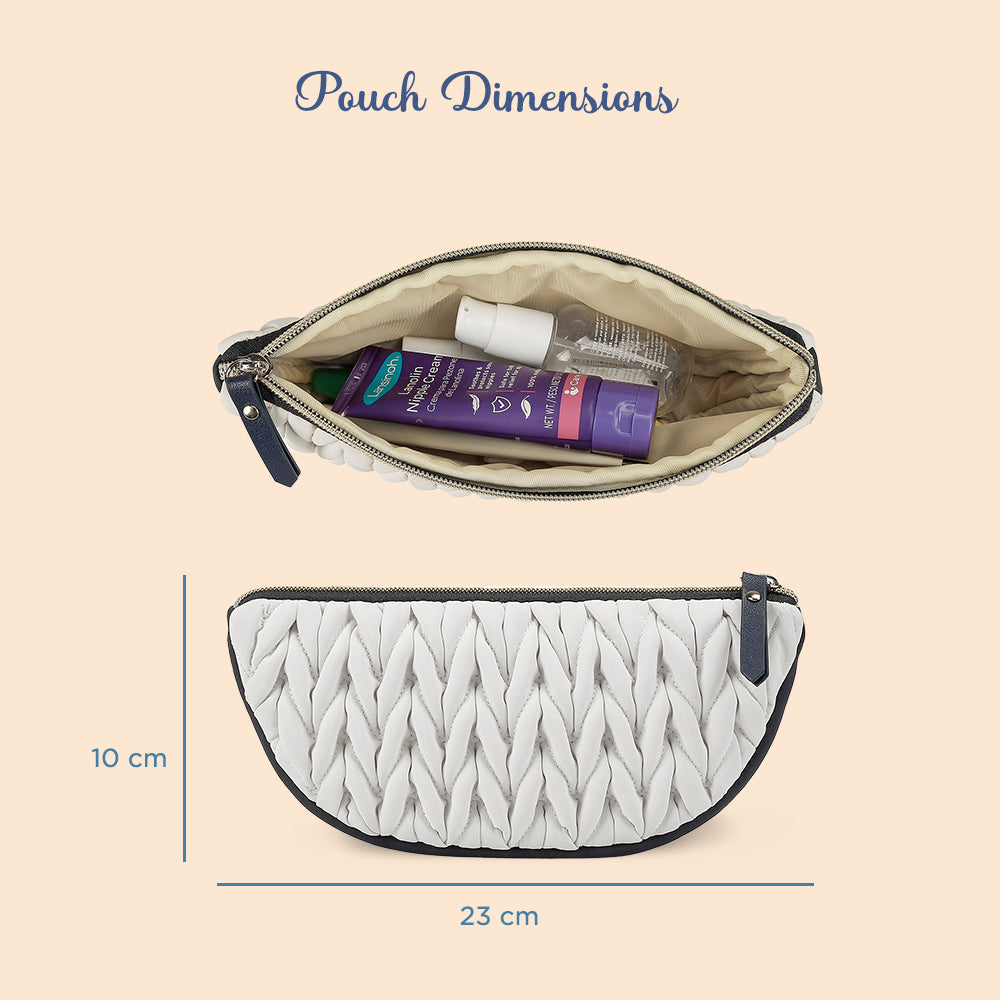 LITTLE STORY Luxe Knit Diaper Bag with Clutch - White