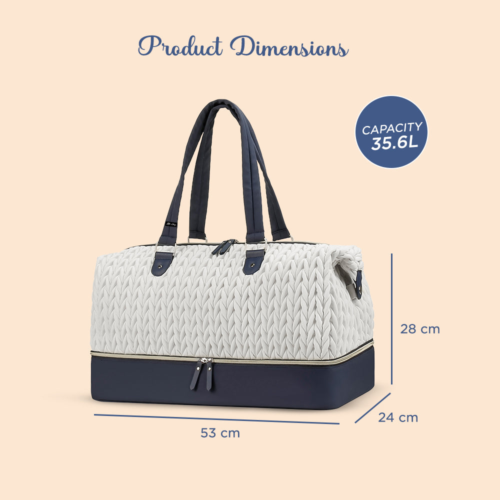 LITTLE STORY Luxe Knit Diaper Bag with Clutch - White