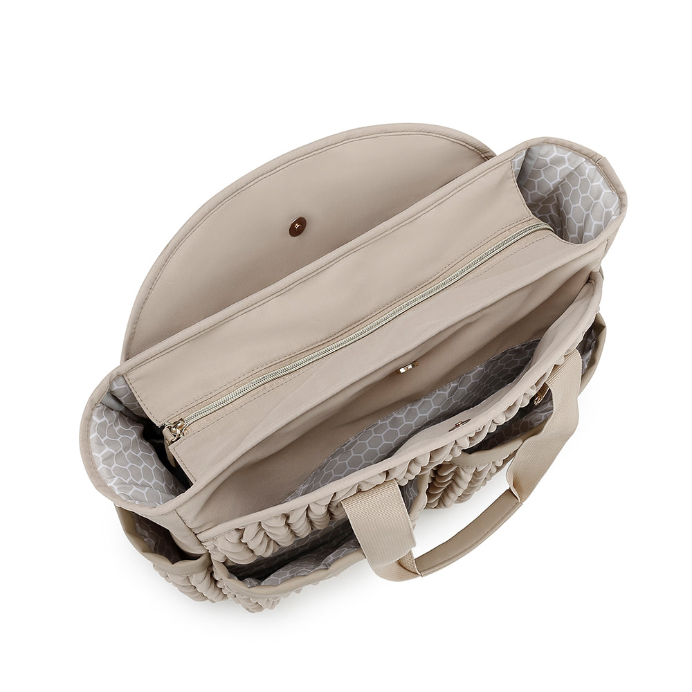LITTLE STORY Nova Tote with Pacifier Pod - Beige