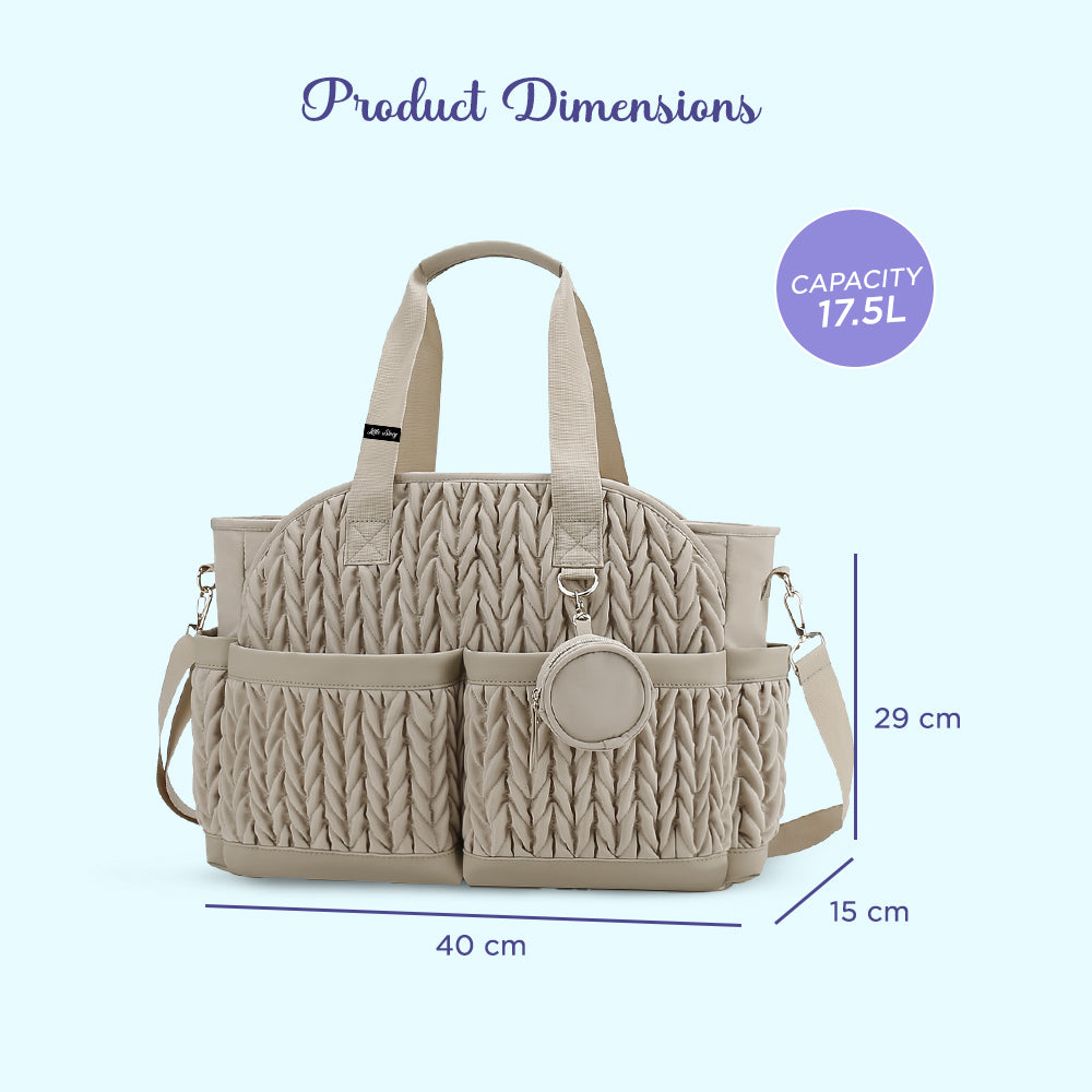LITTLE STORY Nova Tote with Pacifier Pod - Beige