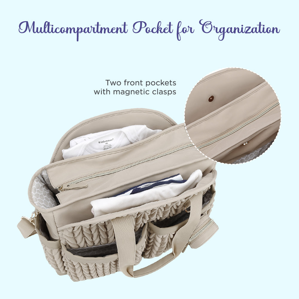 LITTLE STORY Nova Tote with Pacifier Pod - Beige