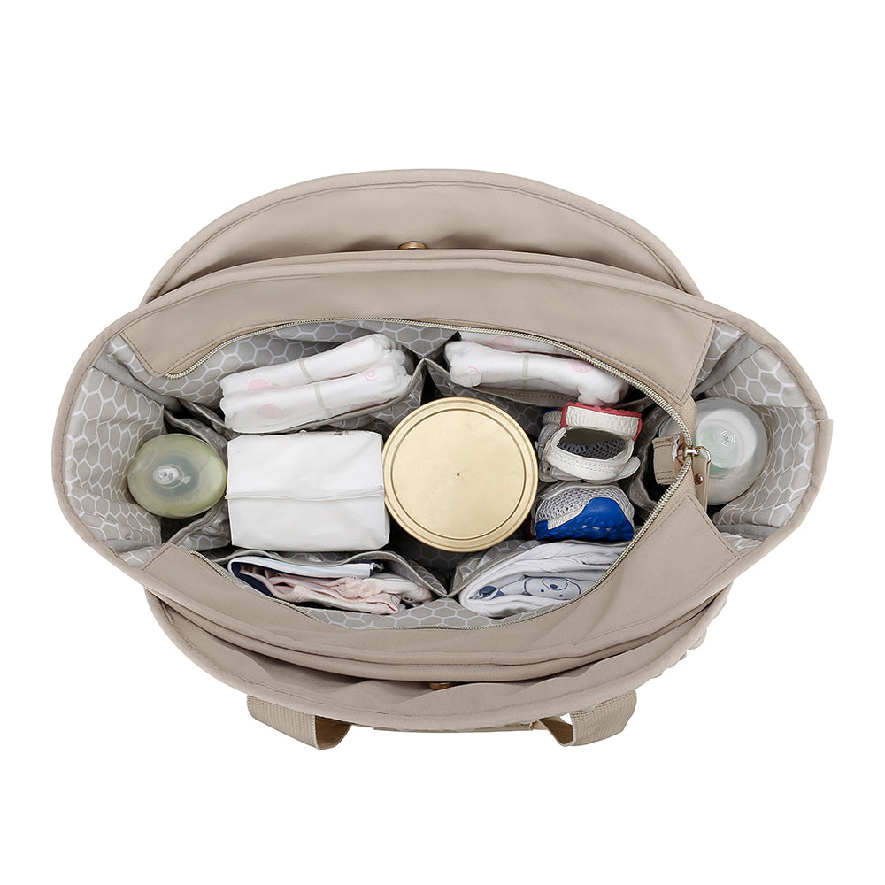 LITTLE STORY Nova Tote with Pacifier Pod - Beige