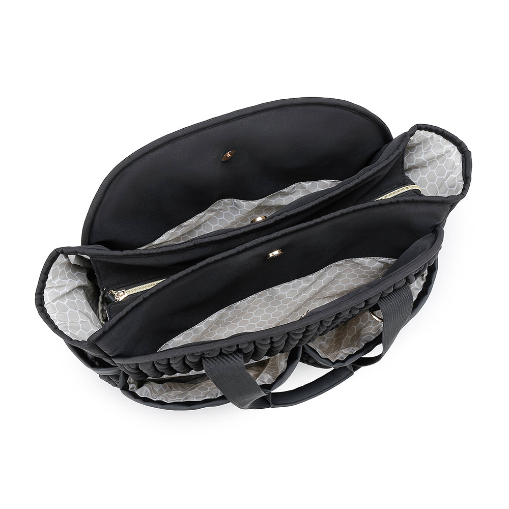 LITTLE STORY Nova Tote with Pacifier Pod - Black