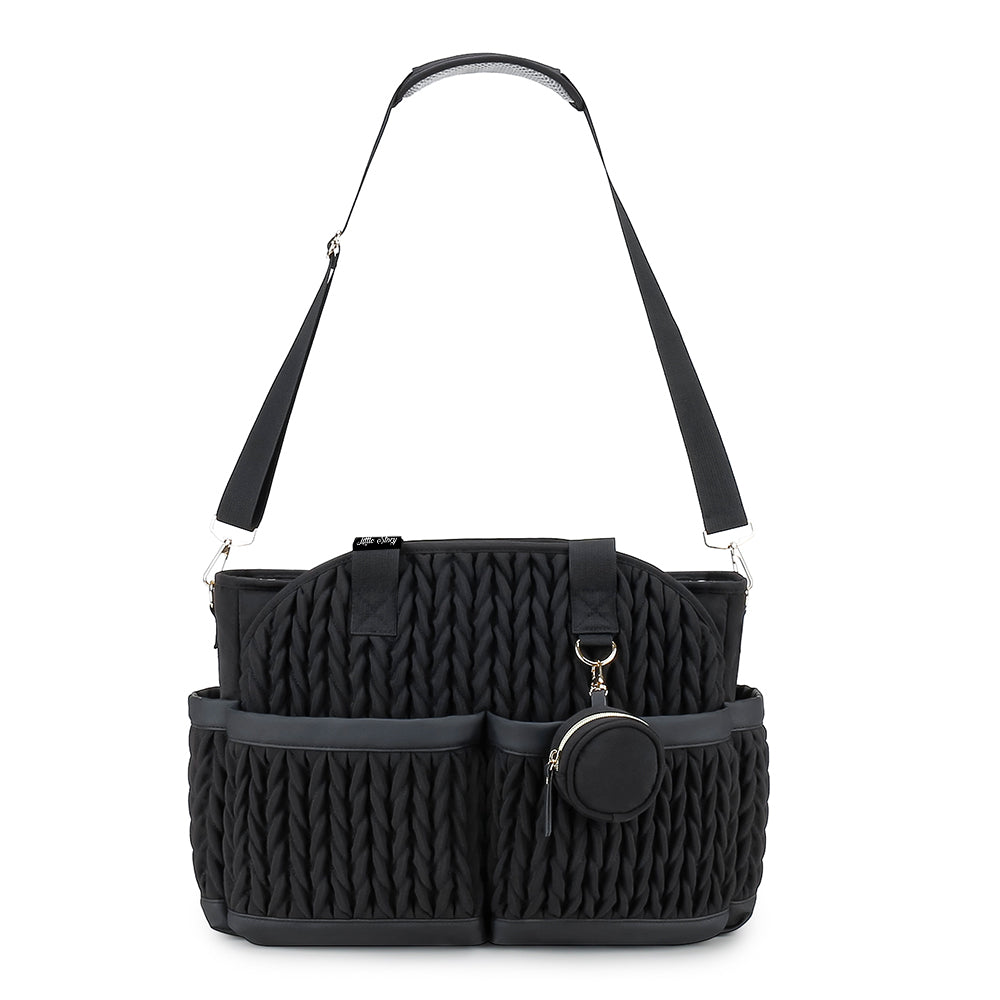 LITTLE STORY Nova Tote with Pacifier Pod - Black