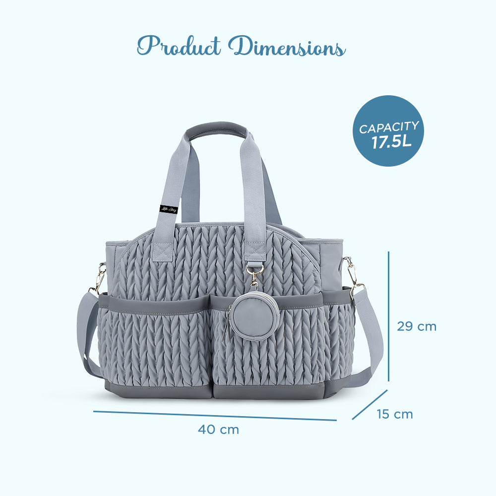 LITTLE STORY Nova Tote with Pacifier Pod - Grey