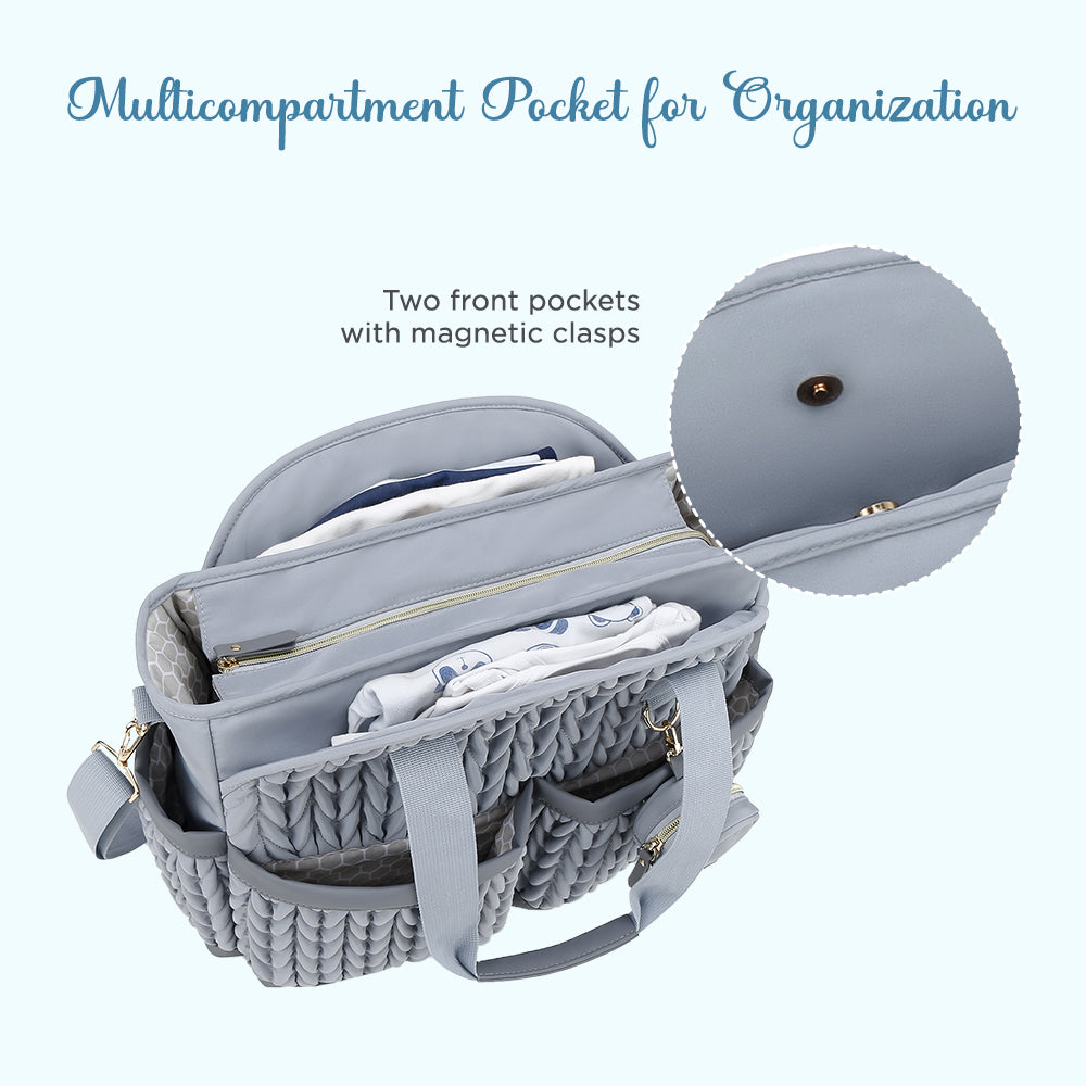 LITTLE STORY Nova Tote with Pacifier Pod - Grey