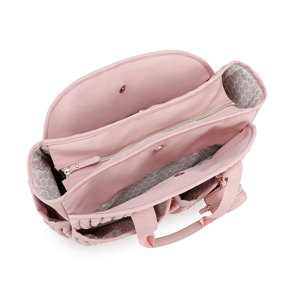 LITTLE STORY Nova Tote with Pacifier Pod - Pink