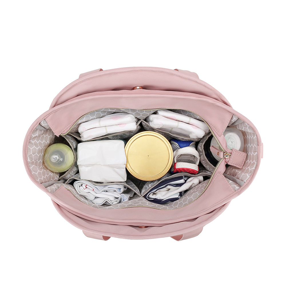 LITTLE STORY Nova Tote with Pacifier Pod - Pink