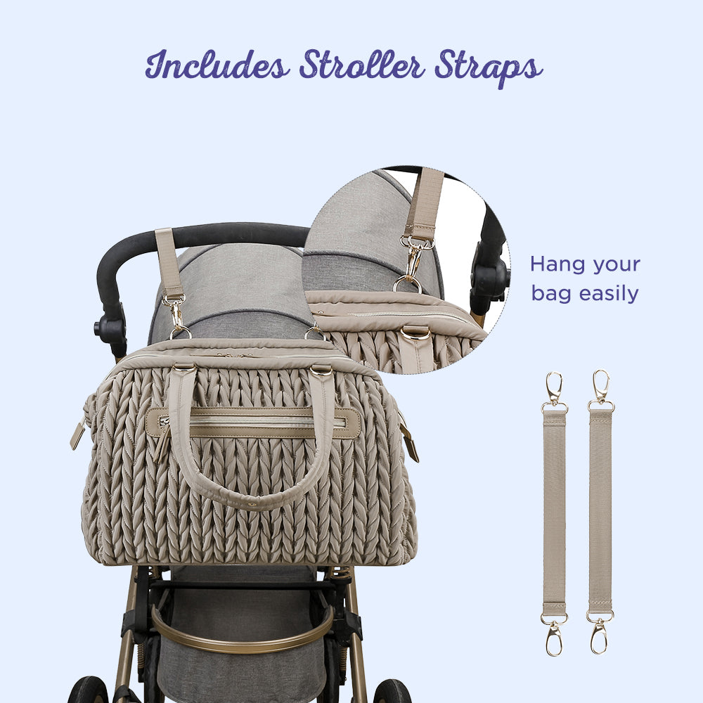 LITTLE STORY Elva Diaper Bag with Stroller Straps - Beige