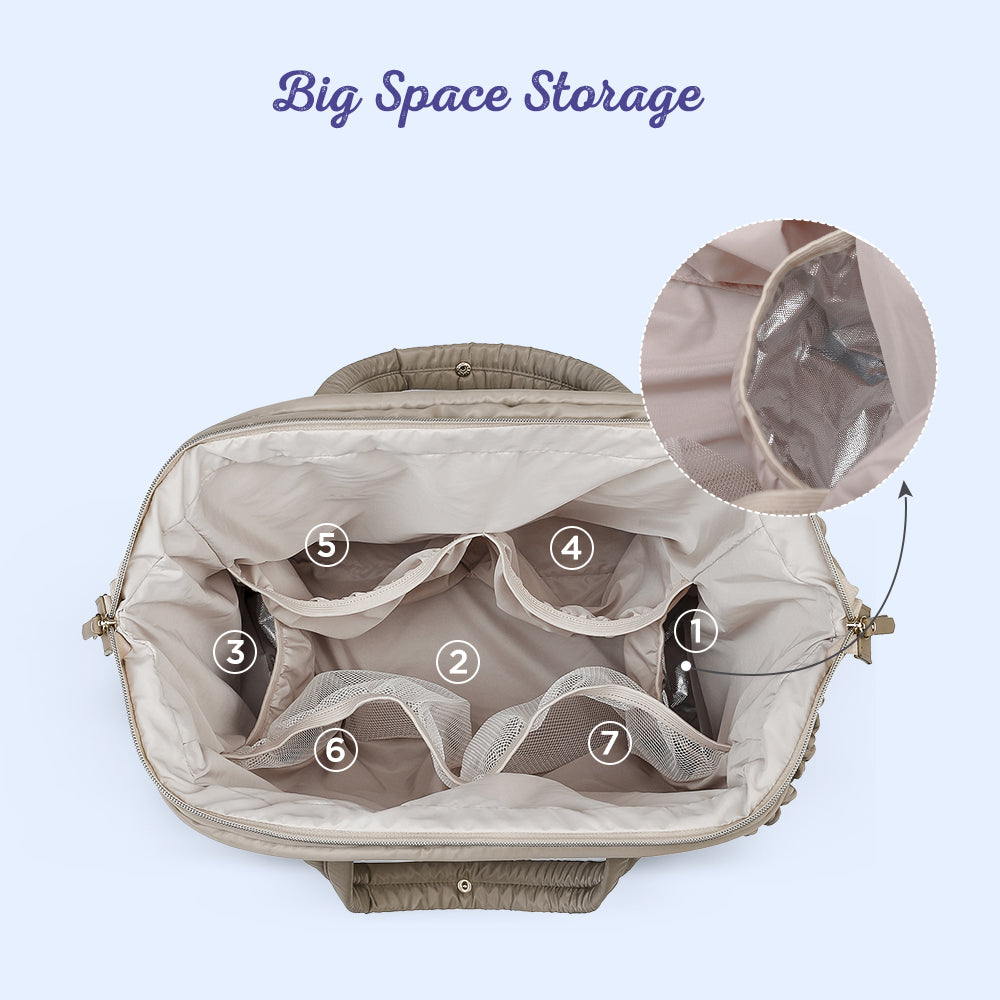 LITTLE STORY Elva Diaper Bag with Stroller Straps - Beige