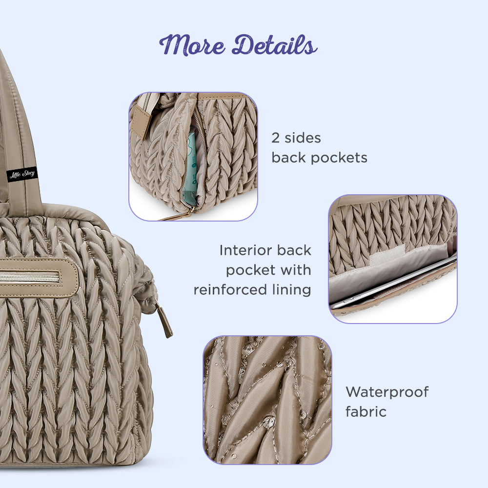 LITTLE STORY Elva Diaper Bag with Stroller Straps - Beige