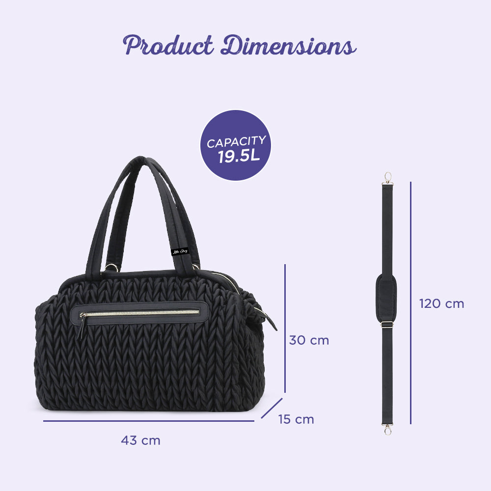 LITTLE STORY Elva Diaper Bag with Stroller Straps - Black