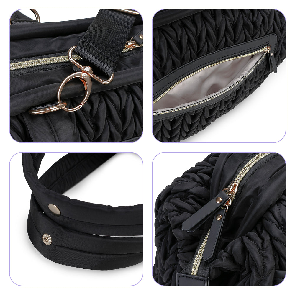 LITTLE STORY Elva Diaper Bag with Stroller Straps - Black