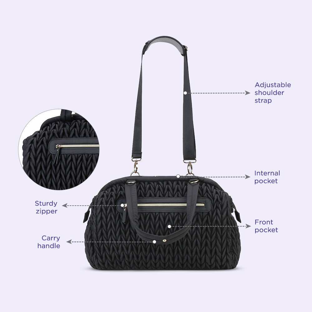 LITTLE STORY Elva Diaper Bag with Stroller Straps - Black